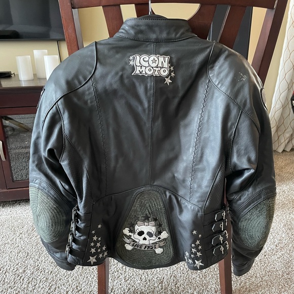 Icon black “bombshell” leather motorcycle jacket - Picture 2 of 10